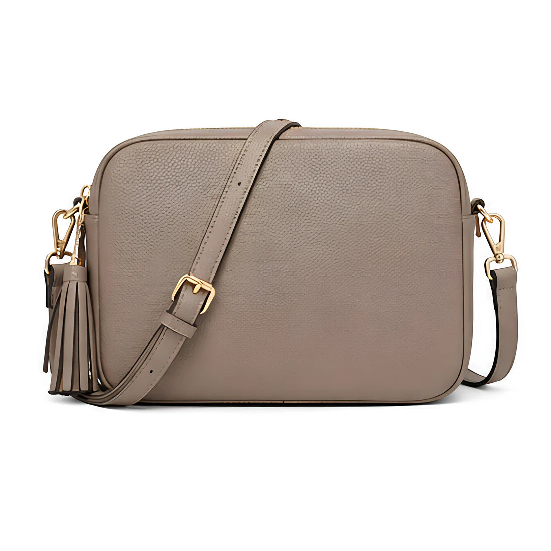 Pebble Leather Tassel Camera Crossbody Bag