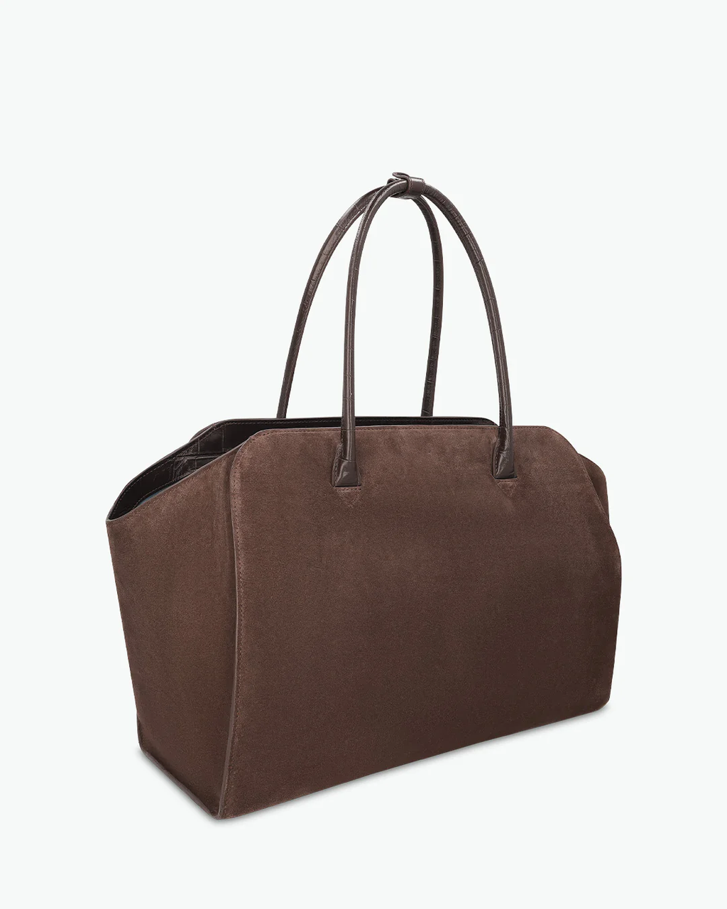 Dark Brown Suede Winged Commuter Tote Bag