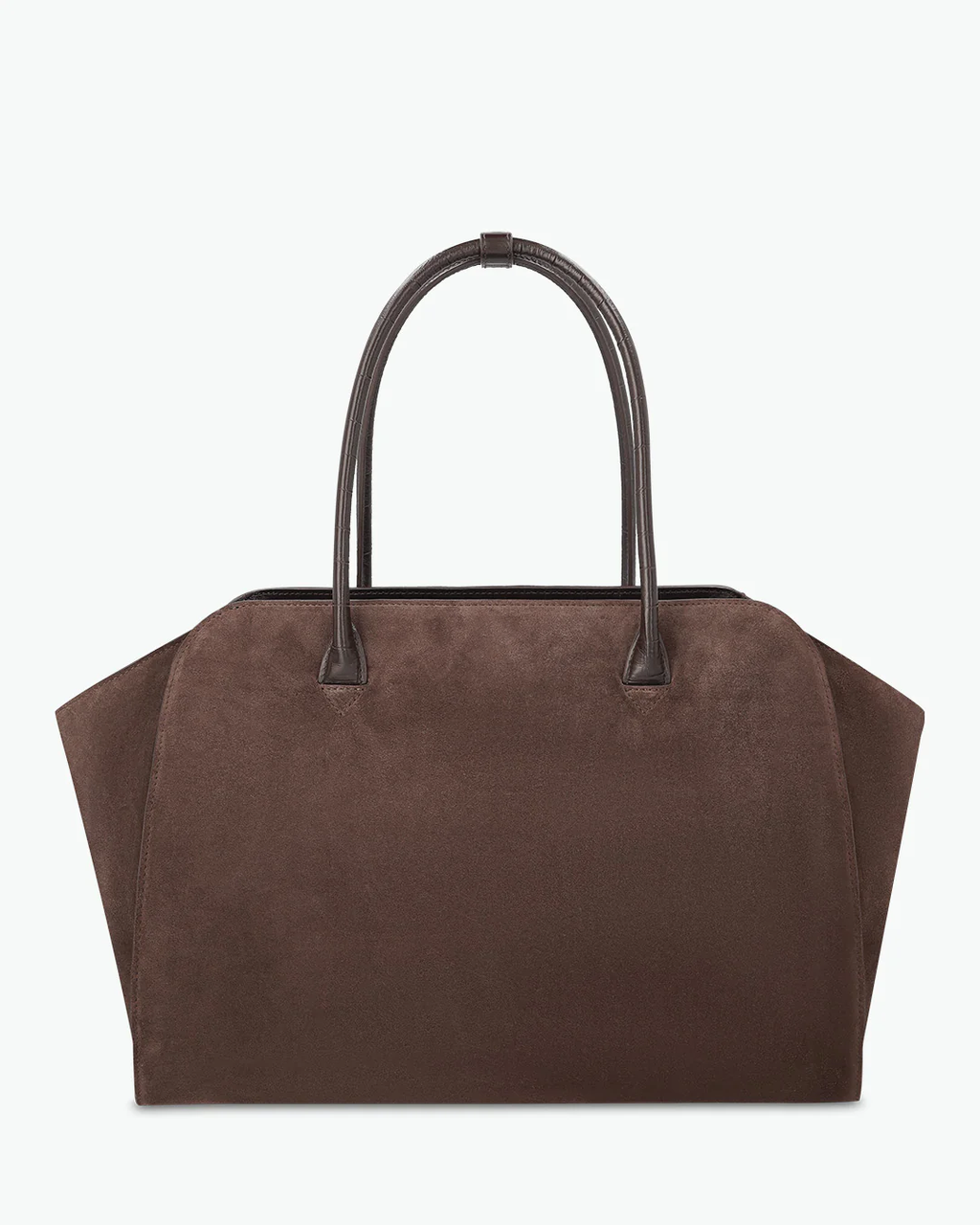 Dark Brown Suede Winged Commuter Tote Bag