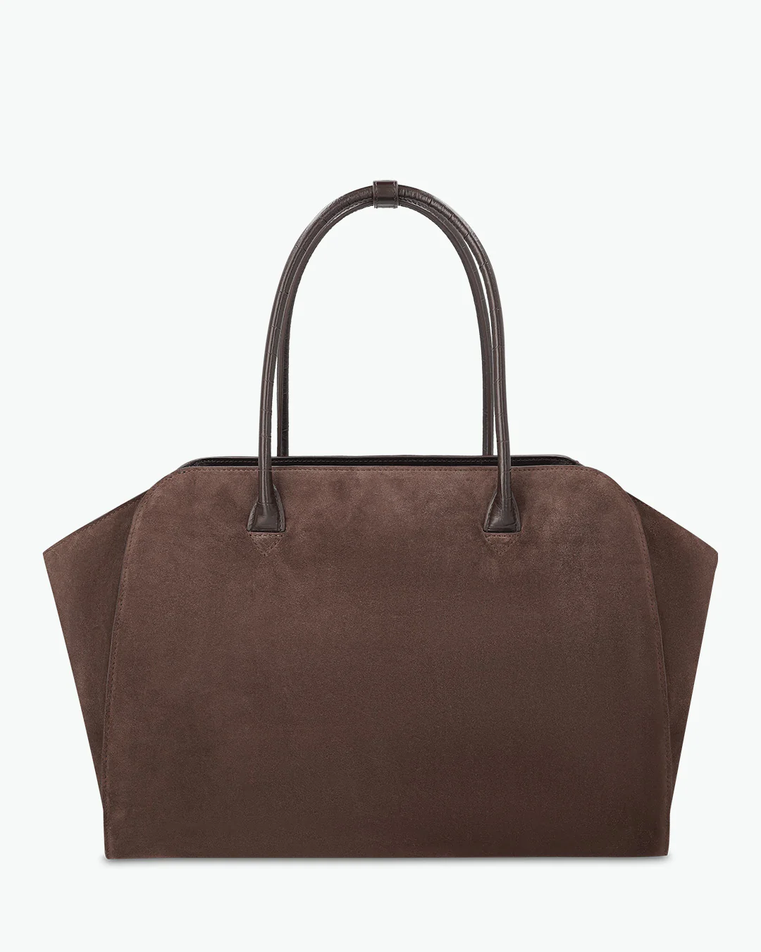 Dark Brown Suede Winged Commuter Tote Bag