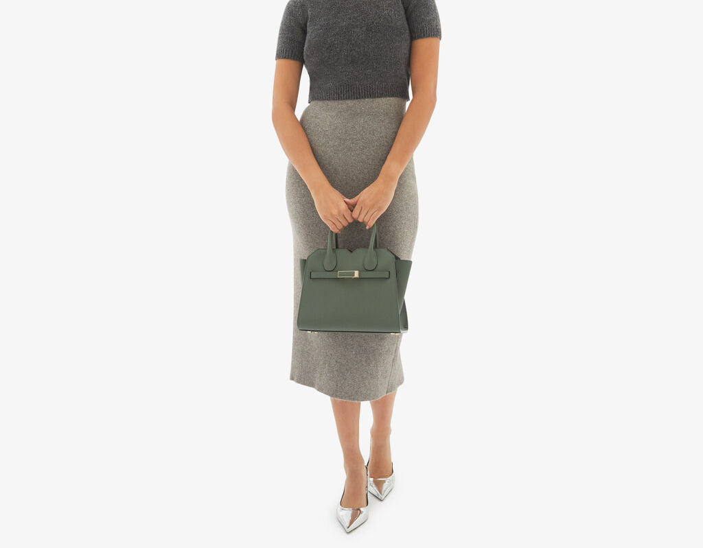 Metal Bar Top Handle Tote Bag