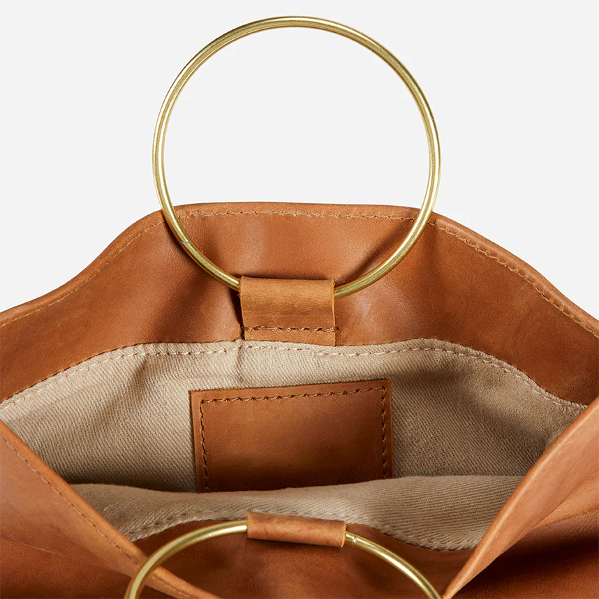 Metal Ring Foldover Evening Clutch Bag