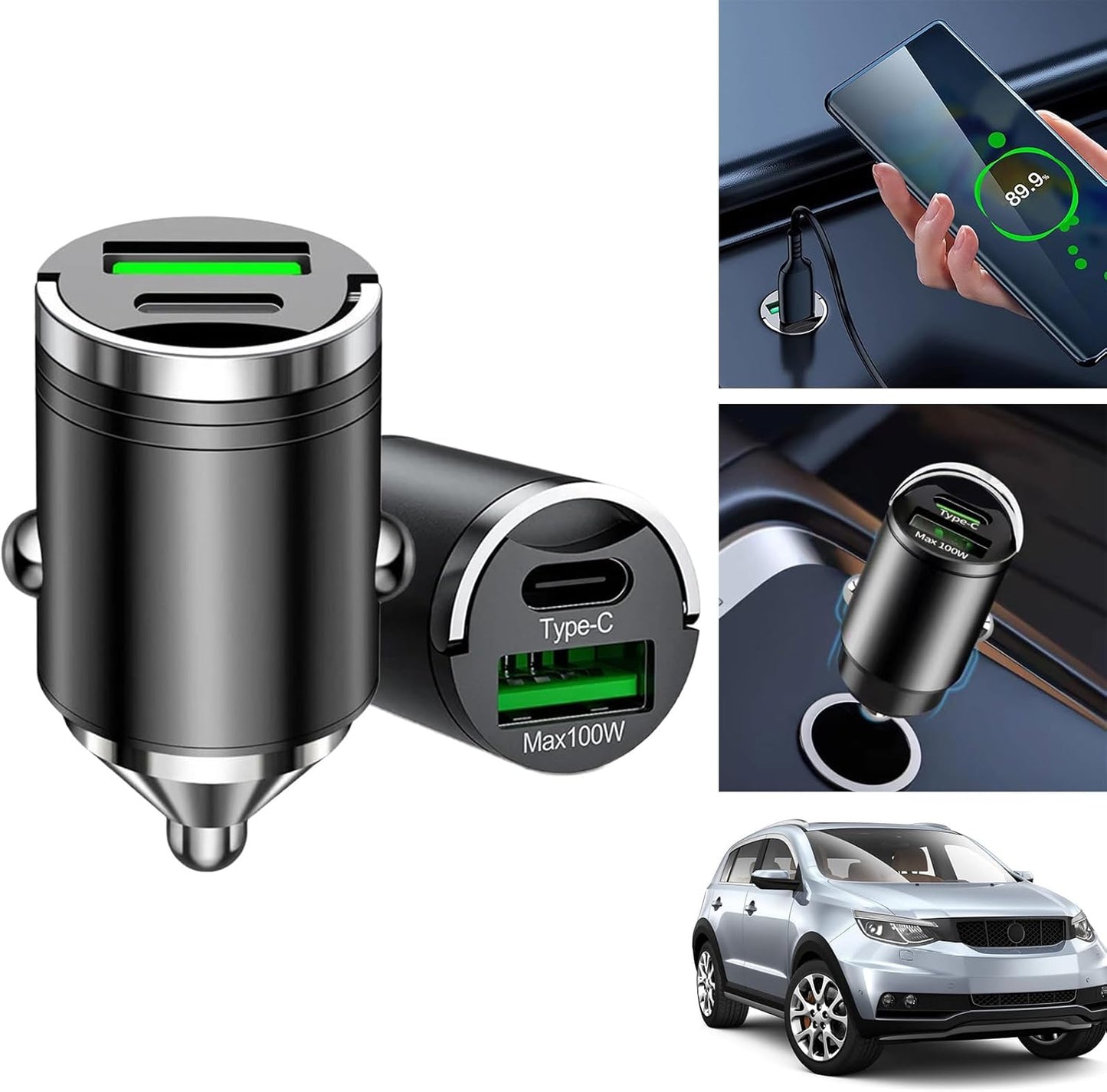 100W Type C charging provides a fast charging solution Made of travel-friendly metal for everyday use and use