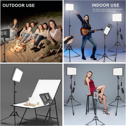 2 Packs Dimmable Bi-Color 432 LED Video Light and Stand Lighting Kit,50W,Add More Remote Controllers, 360 ° Ball Heads, Phone ans Tablet Holders