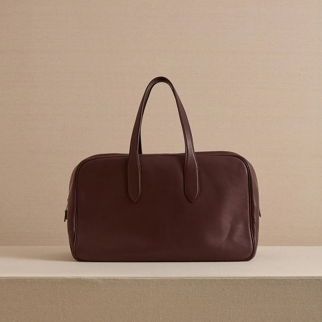 Dark Brown Leather Minimalist Tote Bag