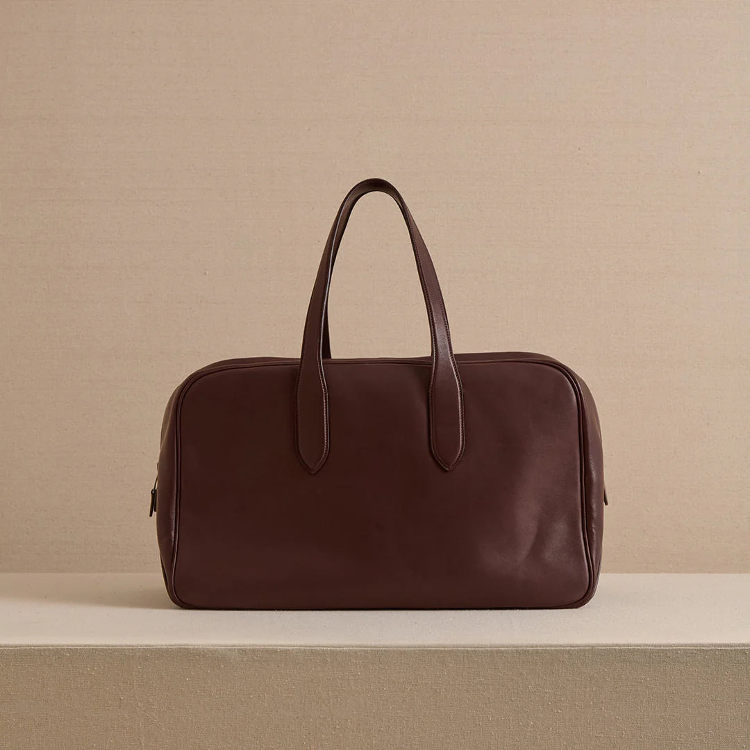 Dark Brown Leather Minimalist Tote Bag