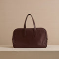 Dark Brown Leather Minimalist Tote Bag
