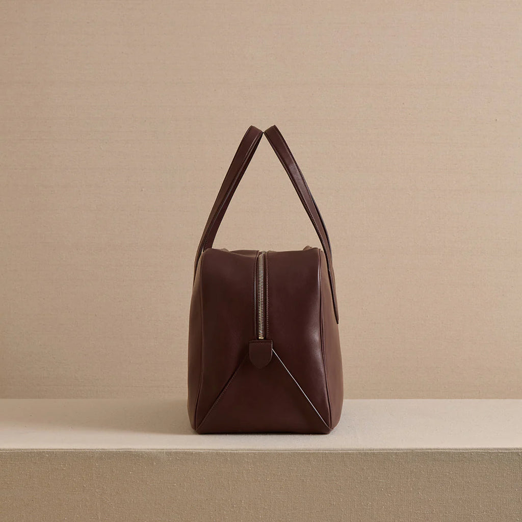 Dark Brown Leather Minimalist Tote Bag