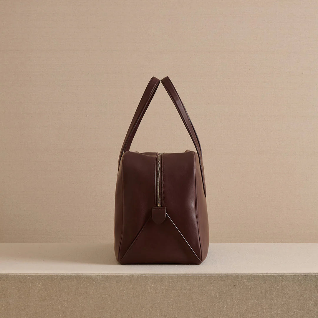 Dark Brown Leather Minimalist Tote Bag