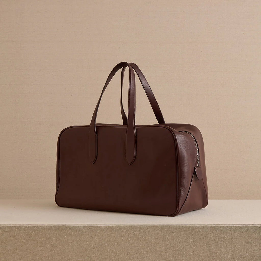 Dark Brown Leather Minimalist Tote Bag