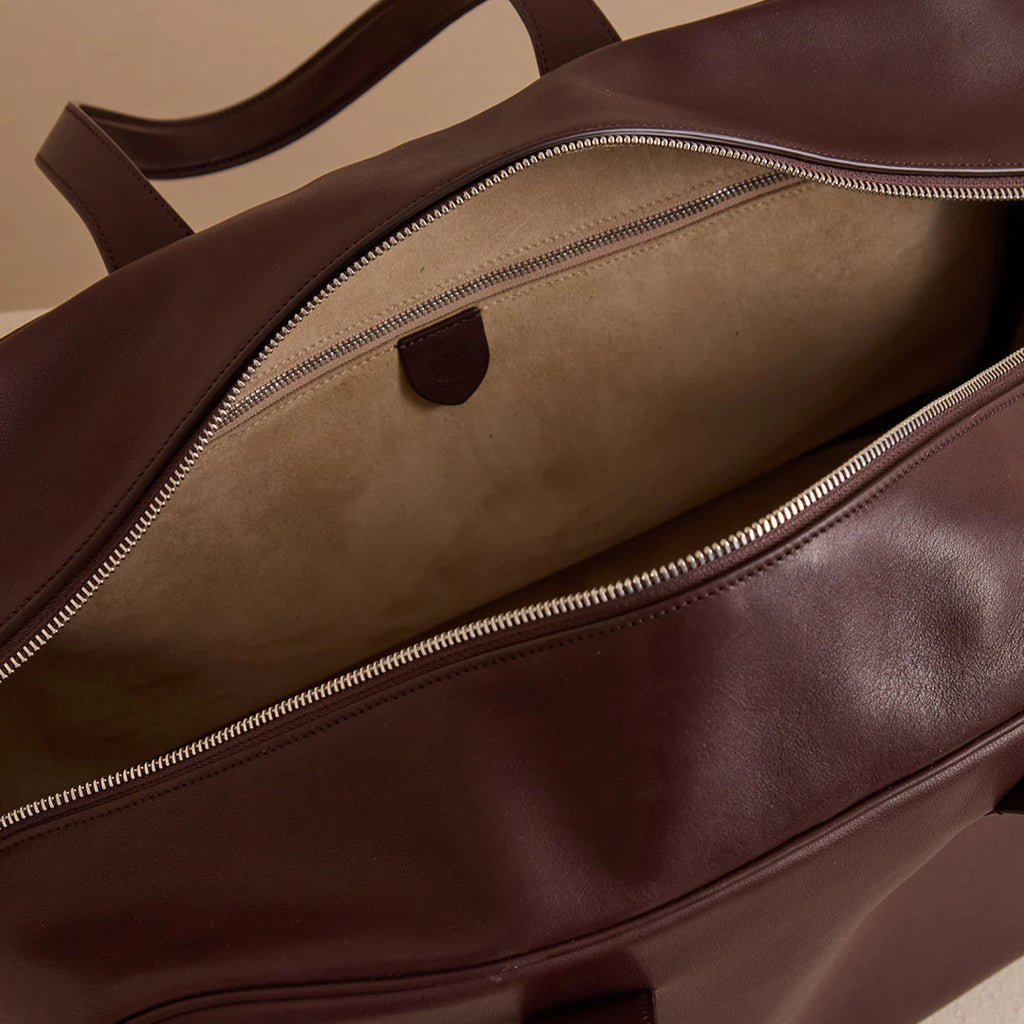 Dark Brown Leather Minimalist Tote Bag