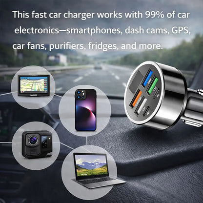 66W Super Fast Car Charger Adapter 4-Port USB PD&QC 3.0 with Voltmeter LED Light Universal Quick Charge