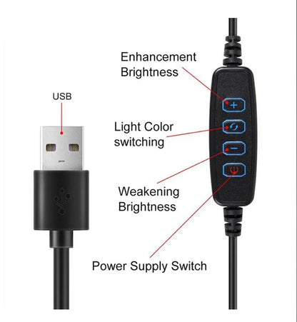 12 Inch LED Ring Light, Dimmable Photography Lighting Phone Camera Fill Light, USB Powered, Makeup Selfie Studio Light