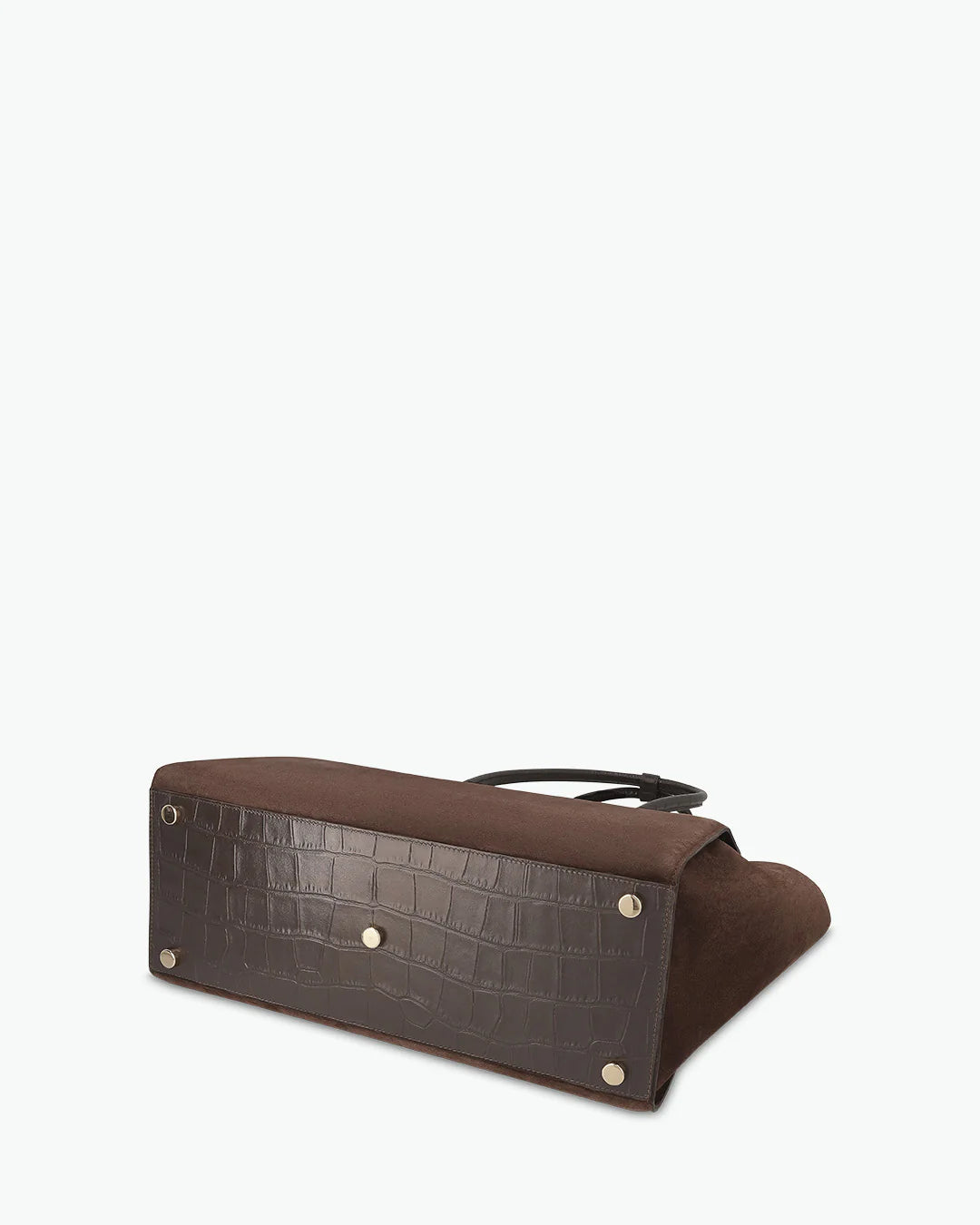 Dark Brown Suede Winged Commuter Tote Bag