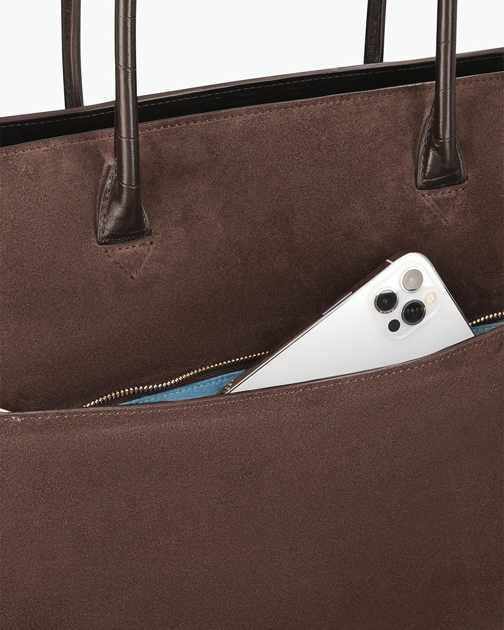 Dark Brown Suede Winged Commuter Tote Bag